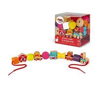 Janod - Perles à Enfiler - Thème Crique - Jouet d'Éveil -Développe la Dextérité - Jouet en Bois FSC - Dès 24 Mois