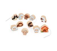 Janod - Perles à Enfiler - Thème Mouton - Jouet d'Éveil - 11 Perles en Bois Enfant + 2 Cordons - Développe la Dextérité - Jouet en Bois FSC - Dès 24 Mois,J03312