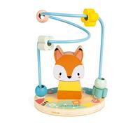 Janod, Pure, Looping Renard en Bois, Dès 12 Mois | Looping à Perles et Renard à Empiler, 3 Perles en Forme de Fleur, Développe Motricité Fine et Concentration, Jouet d' Éveil