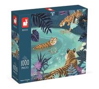 Janod - Puzzle 1000 Pièces - Tigres au Clair de Lune - Adapté Adulte Adolescent Enfant - Fabrication Européenne et Certifié FSC - Dès 9 Ans, J02511