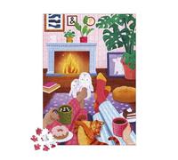 Janod - Puzzle 500 Pièces Adultes Adolescents Enfants - Soirée au Coin du Feu - Développe la Patience et la Dextérité - Fabrication Européenne, Encres végétales et Certifié FSC - Dès 8 Ans - J02495