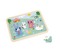 Janod, Puzzle à la Ferme en Bois FSC, 24 Pièces, Dès 3 Ans | Puzzle Ferme avec Modèle Imprimé, Jeu des 5 Différences et Encoche, Concentration et Observation, Format 30,2 x 22,6 cm