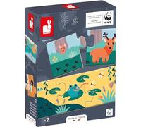 Janod - Puzzle Animaux et Les Empreintes - Boîte de 10 Puzzles de 3 Pièces - Puzzle Enfant - Jeu d'Éveil et Premier Age - Partenariat WWF - Dès 24 Mois, J08649