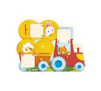 Janod - Puzzle Cache-Cache Tracteur en Bois - 5 Portes à Ouvrir - Développe la Motricité Fine - Jouet d'Eveil pour Enfants Evolutif - Dès 12 Mois - J07128, Jaune