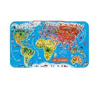 Janod - Puzzle Carte du Monde Magnétique en Bois - 92 Pièces Aimantées - 70 x 43 cm - Version Espagnole - Jeu éducatif dès 7 ans, J05503