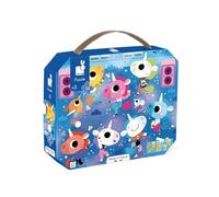 Janod - Puzzle Concert Rock Licornes - Puzzle 24 Pièces en Carton FSC - Développe Patience et Concentration - Fabriqué en France - Puzzle Enfant dès 3 Ans,J02544, Bleu