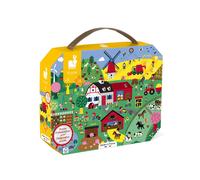 Janod Puzzle d'observation La Ferme 24 pièces – Fabriqué en France, valisette poignée – Dès 3 ans