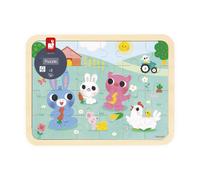 Janod – Puzzle en bois «À la ferme» – 24 pièces – Dès 4 ans – Jeu des 5 erreurs – FSC