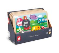 Janod - Puzzle en bois Les Véhicules - 7 pièces - Bois FSC - Dès 18 mois