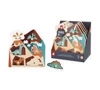 Janod Puzzle sonore en bois Dino – 5 pièces, déclenche des sons de dinosaures, dès 18 mois