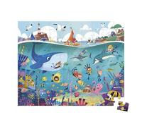 Janod - Puzzle éducatif Fonds Marins - 100 pièces + Poster - Fabriqué en France - Carton FSC - Dès 6 Ans - Valisette Pratique