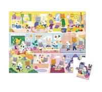 Janod - Puzzle éducatif Les rituels du Quotidien - 24 pièces + Poster - Fabriqué en France - Dès 3 Ans - Valisette Pratique