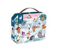 Janod - Puzzle Enfant Bataille Boules de Neige 36 Pièces - Jeu Educatif Motricité Fine et Concentration - Valisette Poignée - Fabriqué en France - Certifié FSC - Encres Végétales - Dès 4 Ans, J02647