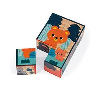 Janod - Puzzle Enfant Cubes en Bois Animaux - Jouet d'Eveil et Premier Age - Jeu Educatif - Apprentissage Observation et Coordination - Partenariat WWF- Certifié FSC - Dès 1 an, J08622