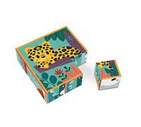 Janod - Puzzle Enfant Cubes en Carton Animaux - Jouet d'Eveil et Premier Age - Jeu Educatif - Apprentissage Observation et Coordination - Partenariat WWF - Carton Certifié FSC - Dès 2 ans, J08624