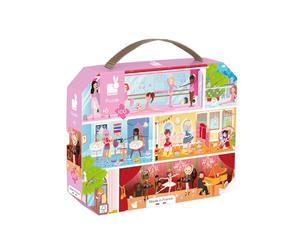 Janod - Puzzle Enfant Danse Académie 100 Pièces - Jeu Educatif Motricité Fine et Concentration - Valisette Poignée - Fabriqué en France - Certifié FSC - Encres Végétales - Dès 6 ans, J02616