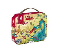 Janod - Puzzle Enfant Dragons 54 Pièces - Jeu Educatif Motricité Fine et Concentration - Valisette Poignée - Fabriqué en France - Certifié FSC - Encres Végétales - Dès 5 ans, J02615