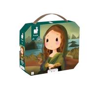 Janod, Puzzle Inspiré de Léonard de Vinci, 100 Pièces, Dès 6 Ans | Découverte de l'Art, Poster Inclus, Valisette en Carton avec Poignée, Encres Végétales, Fabriqué en France
