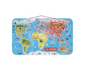 Janod, Puzzle Monde Magnétique Français, 92 Magnets, 7-10 Ans | Pays, Régions, Capitales et Illustrations à Replacer, Tableau à Suspendre, Jeu Éducatif de Géographie, Bois et Coton