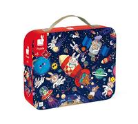Janod Puzzle pour Enfants de 54 pièces - Lapins fusées - Étui de Transport Cadeau avec poignée en Tissu - pour Enfants de 5 à 7 Ans - J02557