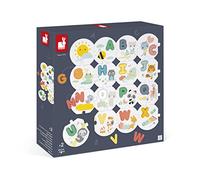 Janod - Puzzle Pure Mon Premier Alphabet - Puzzle 28 Pièces + 26 Lettres en Bois - pour Apprendre l'Alphabet - Jouet d'Éveil - Dès 24 Mois, J08045