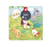 Janod - Puzzle tactile Ferme 5 pièces en bois, textures - Jeu d'éveil J07129