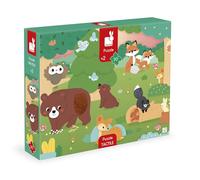 Janod - Puzzle Tactile Enfant 20 Pièces - Forêt - 20 Pièces Dont 7 Texturées + 1 Poster - Jeu Educatif et Sensoriel - Toucher, Motricité Fine et Concentration - Dès 2 Ans