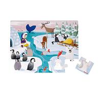 Janod – Puzzle tactile 20 pièces La vie sur la banquise – 7 pièces texturées – Dès 2 ans