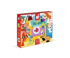 Janod - Puzzle Tactile Enfant Les Animaux Domestique 20 Piècesdont 7 Texturées - Jeu Educatif et Sensoriel - Toucher, Motricité Fine et Concentration - Dès 2 Ans, J02686