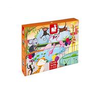 Janod - Puzzle Tactile Enfant Une Journée au Zoo 20 Pièces Dont 7 Texturées - Jeu Educatif et Sensoriel - Toucher, Motricité Fine et Concentration - Dès 2 Ans, J02774