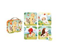 Janod – 4 Puzzles évolutifs Animaux de la ferme – 6/9/12/16 pièces – Dès 24 mois