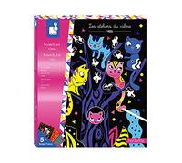 Janod - Scratch Art Cats - Les Ateliers du Calme - Childrens Creative Leisure Kit - Encourages Fine Motor Skills and Creativity - Suitable for ages 5 and up - J07894
