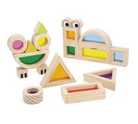 Janod Blocs translucides sensoriels – 18 pièces, 6 cartes modèles – Multicolore – Dès 12 mois