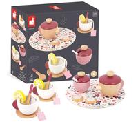 JANOD - Set à Thé Twist - 16 Accessoires en Bois et Feutrine - Jouet d'Imitation - Service à Thé Enfant - Jouet en Bois FSC - Dès 2 Ans, J06631