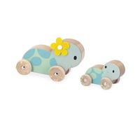 Janod - Set de 2 Tortues en Bois - Jouet d'éveil à Rouler - Roues Silencieuses - Jouet Éducatif - Développe motricité Fine et Imagination - Dès 1 an - J05148, Vert