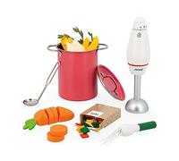 Janod, Set de Soupe, Cuisine d'Imitation 43 Accessoires, Dès 3 Ans | Marmite, Louche, Mixeur, Légumes, Aromates et Pâtes, Accessoires de Cuisine en Bois, Métal, Tissu et Carton FSC