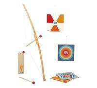 Janod, Set de Tir à l'arc en Bois FSC, Jeu d'Adresse, Dès 5 Ans | 1 Arc, 3 Flèches à Embout en Mousse, 4 Cibles à Suspendre et Carquois en Tissu, Jeu de Précision Enfant, De 5 à 10 Ans
