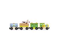Janod – Train en bois aimanté Ferme Story J08578 – 5 figurines en bois, compatible rails – Dès 3 ans