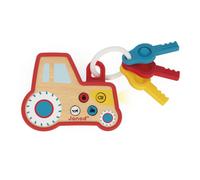 Janod Sound and Light Tractor Keychain jouet d’activité en bois 18m+ 1 pcs