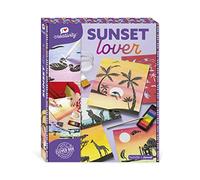 Janod – Kit créatif Sunset Lover I Love Creativity – 5 tableaux, aquarelle et pochoirs – 8 ans