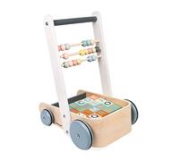 Janod, Sweet Cocoon, ABC Buggy en Bois, Dès 1 an | 20 Cubes Alphabet et Chiffres, Chariot de Rangement, Jeu de Construction, Premiers Apprentissages