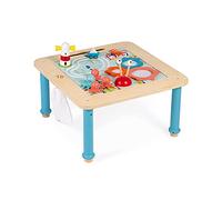 Janod - Table d'Activités Évolutive en Bois - 5 Activités Premier Âge - Plateau à Dessin Magnétique - Avec Sac de Rangement Accrochable - Dès 18 Mois, J08041
