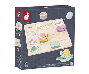 Janod - Tableau À Double Entrée - Idéal préparation Maternelle et Petite Section - 18 Accessoires en Bois + 57 Cartes - Jouet Educatif Enfant - Dès 4 Ans, J05086