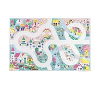 Janod – Tapis de jeu Cross Roads Royaume enchanté, multicolore, antidérapant, 120 x 78 cm, dès 2 ans