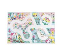 Janod - Tapis Voiture Enfant - Thème Royaume Enchanté - Doux & Anti-dérapant - Motif Fantaisie - Tapis de Jeux Chambre Fille & Garçon - 120 x 78cm - Lavable à la Main - A partir de 2 Ans - J05920