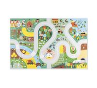 Janod - Tapis Voiture Enfant - Thème Campagne - Doux & Anti-dérapant - Motif Ferme & Forêt - Tapis de Jeux Chambre Fille & Garçon - 120 x 78cm - Lavable à la Main - A partir de 2 Ans - J05930