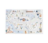Janod - Tapis Voiture Enfant - Thème Montagne Hiver - Doux & Antidérapant - Motif Sport & Vallée - Tapis de Jeux Chambre Fille & Garçon - 120 x 78cm - Lavable à la Main - A partir de 2 Ans - J05940