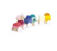 Janod Train en bois Zigolos à tirer – Mouton, 15 pièces Multicolore – Dès 12 mois