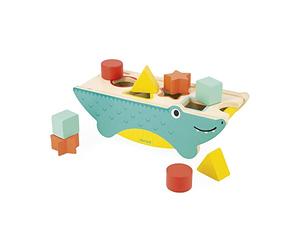 Janod, Tropik, Croco des Formes, Dès 12 Mois | Boîte à Formes Crocodile en Bois, Apprentissage Formes et Couleurs, Jouet en Bois FSC