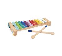 Janod - Xylophone en Bois et Métal - Instrument de Musique Enfant - 12 Touches et 2 Baguettes incluses - Jouet d'Imitation et d'Éveil Musical - Peinture à l'eau -Dès 18 Mois, J07663